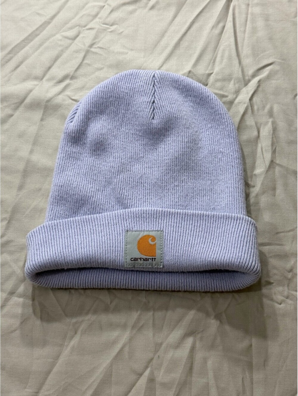 Carhartt Beanie Light Blue Cuffed Knit Watch Hat Logo Patch One Size